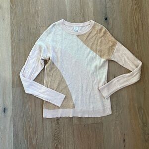 A New Day Tan and Pink Lightweight Long Sleeve Sweater